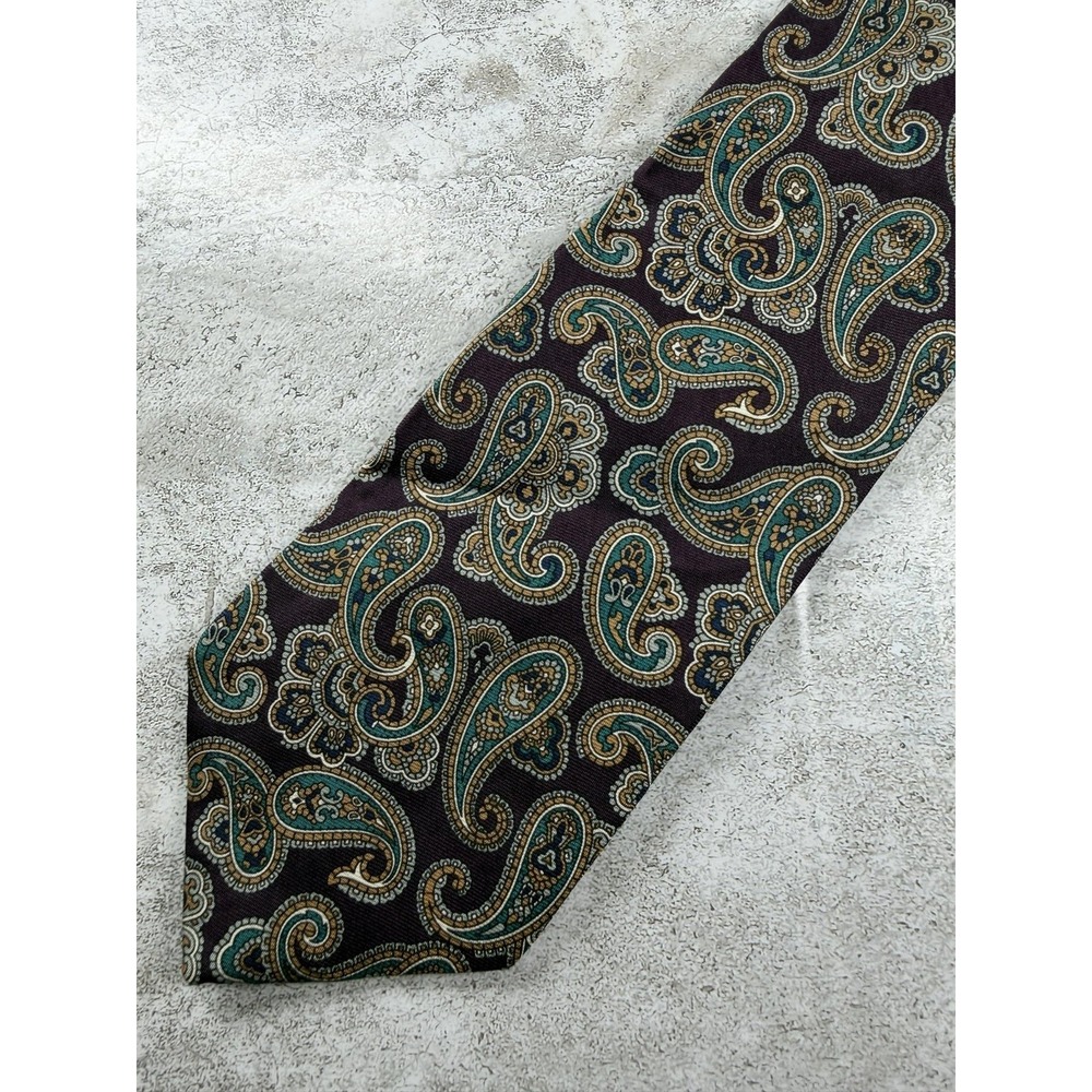Jos. A. Bank Tie Mens One Size Purple 100% Silk Pointed Paisley Jacquard